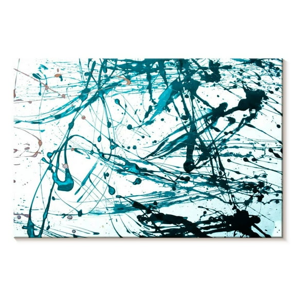 Elephant Stock Teal Abstract Wall Art - Horizontal Canvas Wall Art - Living Room Wall Decor - Abstract Canvas - White And Teal Decor - 12" x 8"