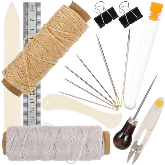 WHAMVOX DIY Book Binding Kit for Beginners Assorted Color Leather Craft Tools Thread for Home Use