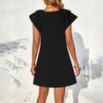 thumbnail image 4 of LADIGASU Women Summer Casual V-Neck Short Sleeve Solid Dress, 4 of 8