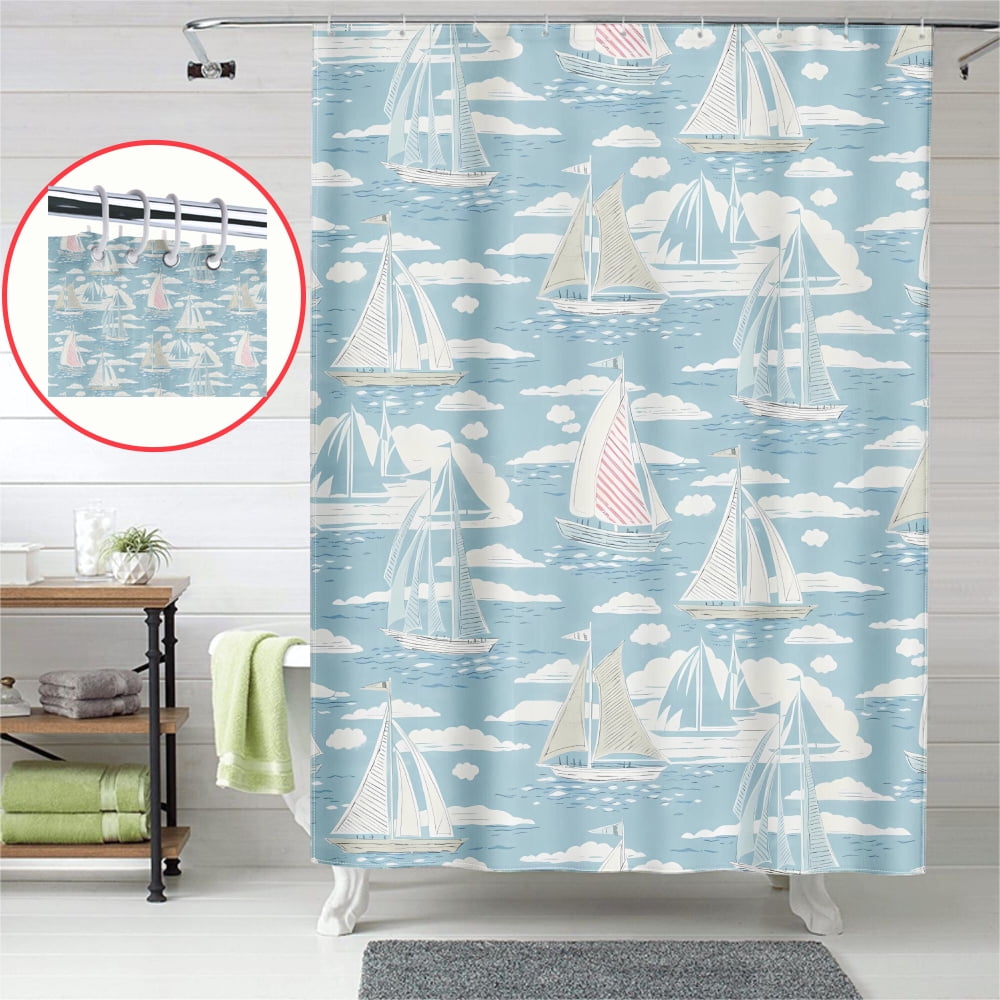 Ocean Shower Curtain Sets,Shower Curtain Inside Water Resistant Shower