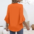 thumbnail image 4 of Yubnlvae Orange Blouses for Women Casual 3/4 Length Sleeve Womens Tops V Neck Tshirts Shirts with Flared Sleeve, M, 4 of 5