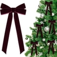 thumbnail image 4 of Bewildely 12 lazos de terciopelo rojo de felpa para árbol de Navidad. 12 adornos para un hogar elegante. Lazos para árbol de Navidad Kits de decoración para fiestas caqui, 4 of 6