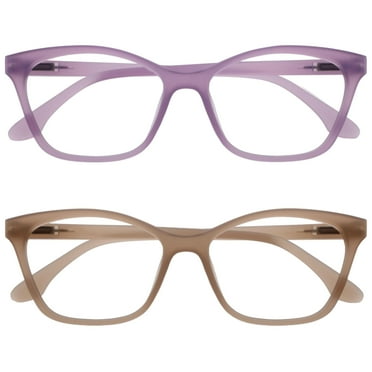 OPULIZE KAT Reading Glasses - 2-Pack - Cat-Eye Frame - Purple, Taupe - Men & Women - Spring Hinges - RR59-5U -  1.50
