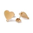 thumbnail image 2 of 10 Pair 304 Stainless Steel Stud Earring Findings with Horizontal Loops Heart Golden 12x12mm Hole: 1mm Pin: 0.7mm, 2 of 2