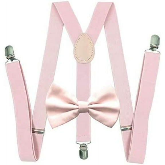 Namzi Unisex's Bow tie & Suspender Sets (Blush/Wedding Pink)