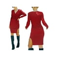 thumbnail image 5 of ZAXARRA Robe à Col en V, Manches Longues, Coupe Serrée, avec Motif Tie-up, S/ M/ L/ XL, 5 of 5