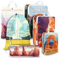 Compression Packing Cubes for Suitcases, 6 Set Travel Luggage Organizer Bags, Lightweight Waterproof National Parks Packing Cubes as Travel Accessories for Women