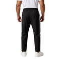 thumbnail image 5 of Men's Track Pants Joggers Athletic Drawstring Waist Elastic Quick Dry Running Gym Workout Trousers Striped Side Stripe Tapered Trousers Black L, 5 of 6