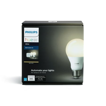 Philips - Hue A19 60W Equivalent Wireless Starter Kit - White