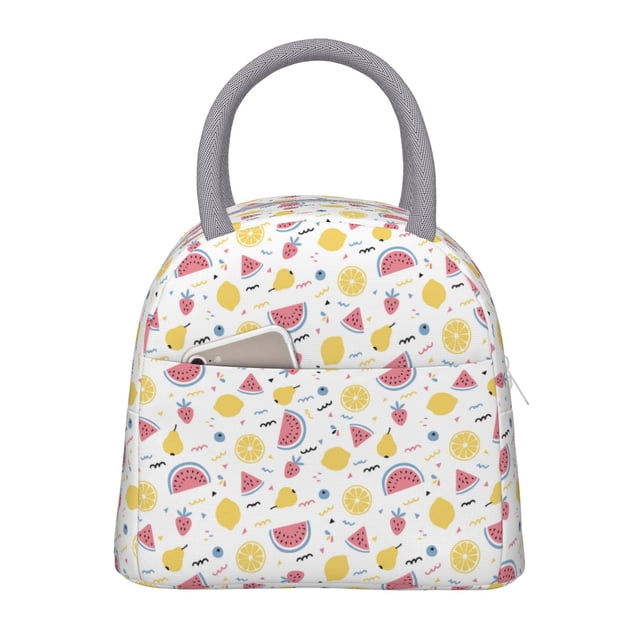 Fotbe Watermelon And Lemon Bolsa de Almuerzo con Estampado, Lonchera Aislada, Contenedor de Comida Reutilizable Tipo Cooler a Prueba de Fugas