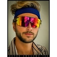 thumbnail image 4 of Mens Color Mirror Polarized Plastic Sport Wrap MTB Plastic Sunglasses Black - Fuchsia Mirror, 4 of 9