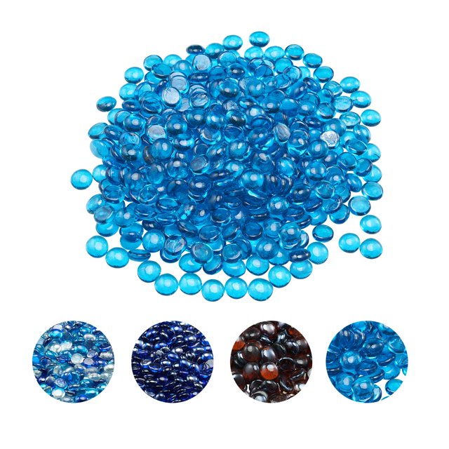 VEVOR 20LBS Fire Glass Beads 3/4-Inch Fireplace Glass Rocks for Firepit Caribbean Blue