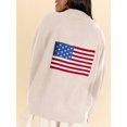 thumbnail image 4 of Flag Print Cardigan Casual Loose Long Sleeve V-Neck European and American Sweater Chunky Cardigan  L, 4 of 6