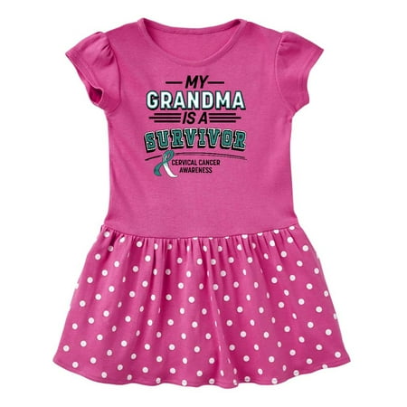 

Inktastic My Grandma is a Survivor Cervical Cancer Awareness Gift Toddler Girl Dress