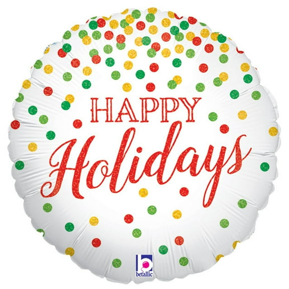 Betallic Happy Holidays Glittering Confetti Holographic 18" Foil Balloon