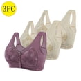 thumbnail image 1 of Sentmoon 3PC Bras for Women Wirefree Oversize No Underwire Womens Sports Bras Comfortable Front Closure with Button Lift Seamless Sleep Sports Bra Mom Trendy for Daily Commute Purple 44, 1 of 3
