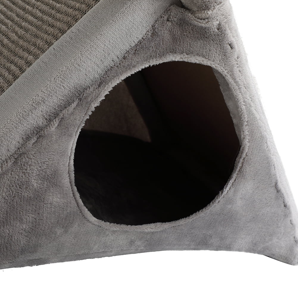 Kadyn 2-Tier Pet House with Scratching Pad, Folding Cat Tower Tree, Cat Nest Hammock for Small to Middle Kitten - Gray Kadyn 2-Tier Pet House with Scratching Pad, Folding Cat Tower Tree, Cat Nest Hammock for Small to Middle Kitten - Gray