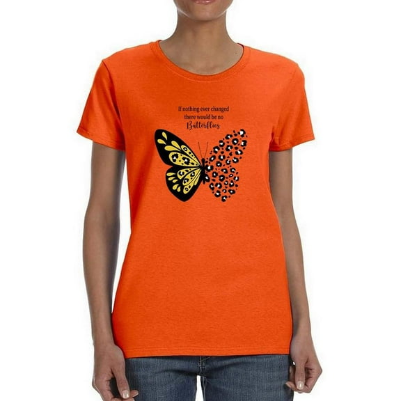 Leopard Butterfly Quote T-Shirt Women -Image by Shutterstock, Female Large