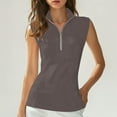 thumbnail image 2 of Women's Tank Tops Half Zip V Neck Summer Sports Breathable Mesh Sleeveless Shirts Casual Loose Fit Blouses (2XL, Gray), 2 of 6