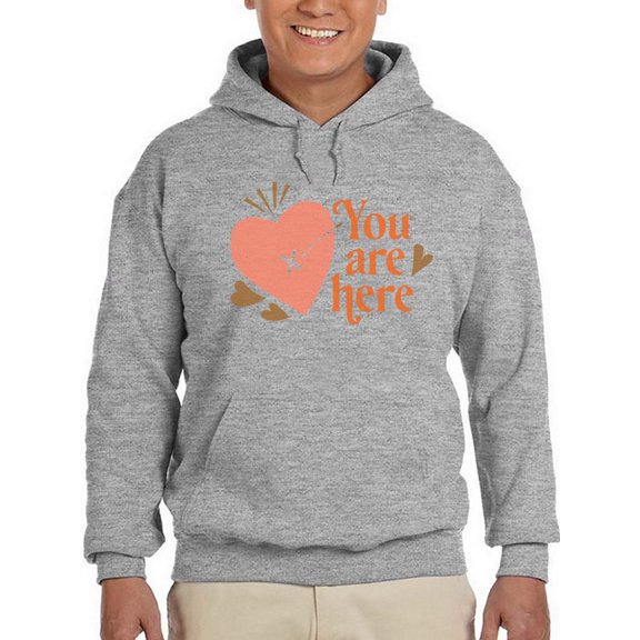 You Are Here, In My Heart Hoodie Men -Smartprints Designs, Male Medium