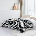 thumbnail image 7 of Throw Blankets Flannel Blanket with Checkerboard Plaid Pattern Soft Throw Blanket for Couch, Bed, Sofa Luxurious Warm and Cozy for All Seasons (Black, 50"x60"), 7 of 7