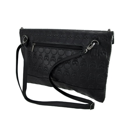 Stud Clutch - Skull Embossed Envelope Clutch Purse with Hematite Studs