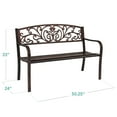 thumbnail image 3 of Best Choice Products Outdoor Steel Bench Garden Patio Porch Furniture w/ Floral Design Backrest - Brown, 3 of 8