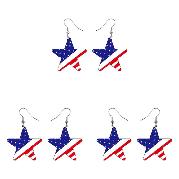 4th of July Independence Day Earrings for Women, Red White Blue Patriotic Drop Earrings, American Flag Jewelry for Memorial Day and Summer Celebrations, 1.38 Inch