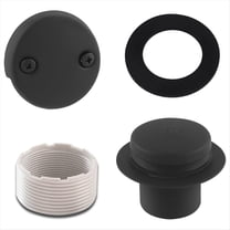 Black Tub Drain Kit with Overflow, Tip-Toe Bath Tub Drain and Two-Hole Overflow Cover Plate, Universal Fit