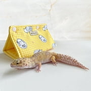 Small Reptile Gecko Hide Cave Portable Tunnel Hideaway for Leopard Gecko Hideout Dwarf Hamster Habitat Shelter Decor ( Yellow )