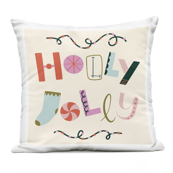 Stupell Industries Holly Jolly Eclectic Holiday Design by Sazerelli Designs Outdoor Printed Pillow