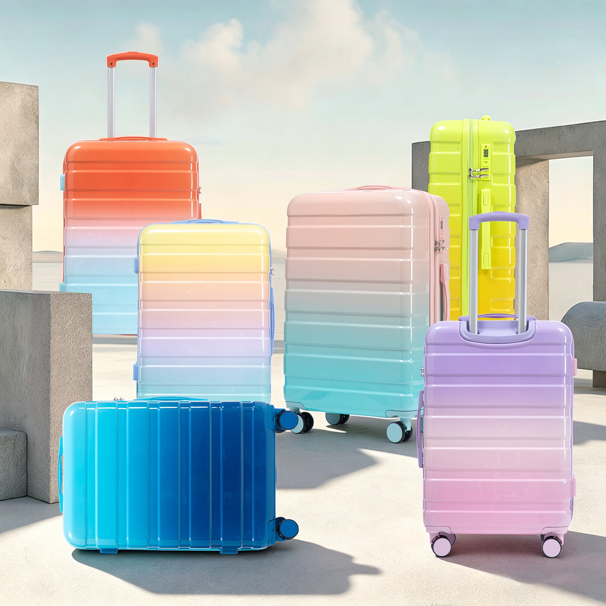 3 Piece PC Spinner Luggage Set 20/24/28 Inch, Hard Shell Carry On Suitcase with TSA Combination Lock, 360° Silent Double Wheels Telescopic Handle Travel Luggage