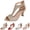Gold, variant on Women's Glitter T-Strap High Heel Sandals, Open Toe Zipper Back Block Heels, Elegant Footwear for Party, Wedding, Daily Wear Silver 35