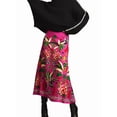 thumbnail image 3 of Women'S Skirt Midi Skirt Tropical Plant Print Pink Zipper A-Line Long Skirts Spring Summer Skirt Floral Rose Red L, 3 of 8