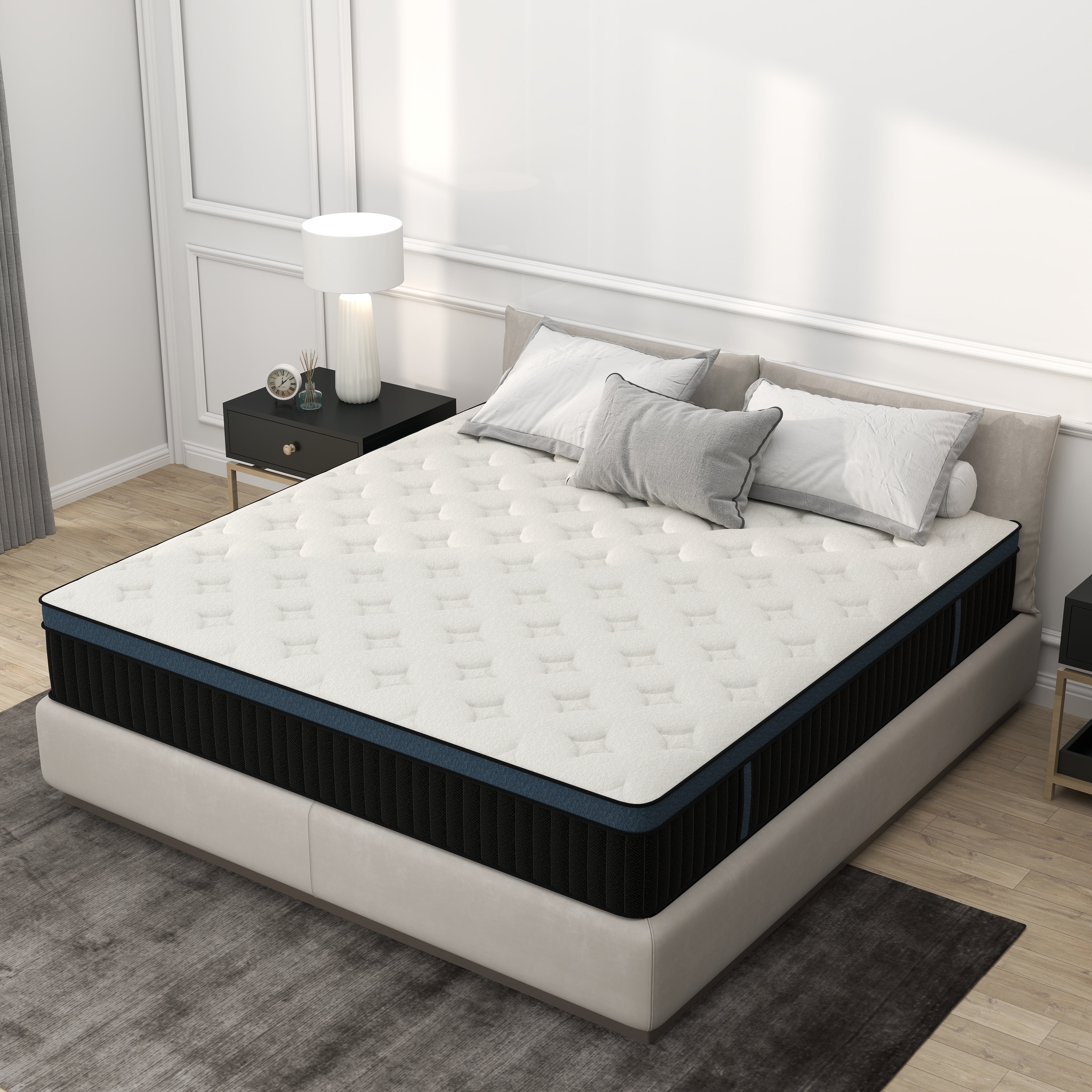 lemontalking 12 Inch Hybrid Mattress In A Box Innerspring And Gel Memory Foam Medium Firm, Twin Mattress