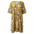 thumbnail image 4 of Dresses for Women Summer Ladies Closure Design Round Neck Short Sleeve Flower Prints Dress, 4 of 6