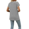 thumbnail image 5 of NJGRAE Gym Tops for Women Cropped Casual T-Shirts Women Women's Summer Fashion Casual V Neck Low Neckline Short Sleeved Solid Color Printed Loose T Shirt Top Women’S Ribbed Knit Tees Xl, 5 of 5