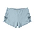 thumbnail image 6 of AHTJRT Micro Mini Pajama Shorts for Women Cute Low Rise Striped Knit Side Slit Ruched Lounge Shorts Summer Pjs Bottoms Blue L, 6 of 6
