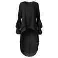 thumbnail image 5 of Fimkaul Women's Button Down Shirts Long Sleeve Casual Tops Pullover Chiffon Shirt Irregular Chiffon Blouse Black XL, 5 of 7