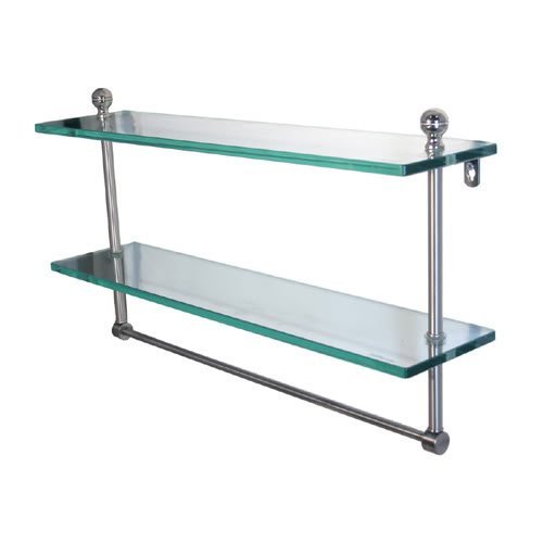Estante de vidrio de dos niveles de la colección Mambo de 16 pulgadas con barra de toalla integrada - MA-2 / 16TB-PC Allied Brass MA-2/16TB-PC