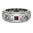 thumbnail image 4 of Wedding Bands for Men 9 MM Princess Cut Garnet 14K White Gold 1.70 CTW, 4 of 5