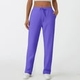 thumbnail image 4 of Hearthz Women's Wide Leg Sweatpants Baggy Straight Leg Sweat Pants Elastic High Waisted Loose Pants with Pockets Purple,S, 4 of 4