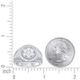 thumbnail image 2 of 925 Sterling Silver Moissanite Statement Grooved & Faceted Round Halo Pinky Ring 2 CT | Size 11, 2 of 2