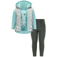 thumbnail image 2 of Disney Frozen Elsa Little Girls Zip Up Vest T-Shirt and Leggings 3 Piece Outfit Set Toddler to Big Kid, 2 of 5