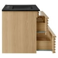 thumbnail image 5 of Wall Mount Sink Vanity Cabinet, Brown Oak Black, Wood, Mid Century Hotel Bedroom Bathroom, Modern Contemporary HB33690, 5 of 9