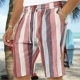 thumbnail image 2 of IROINNID Savings Bermuda Shorts for Men Solid Elastic Waist Stripe Pocket Beach Pants Shorts Pants,Red, 2 of 6