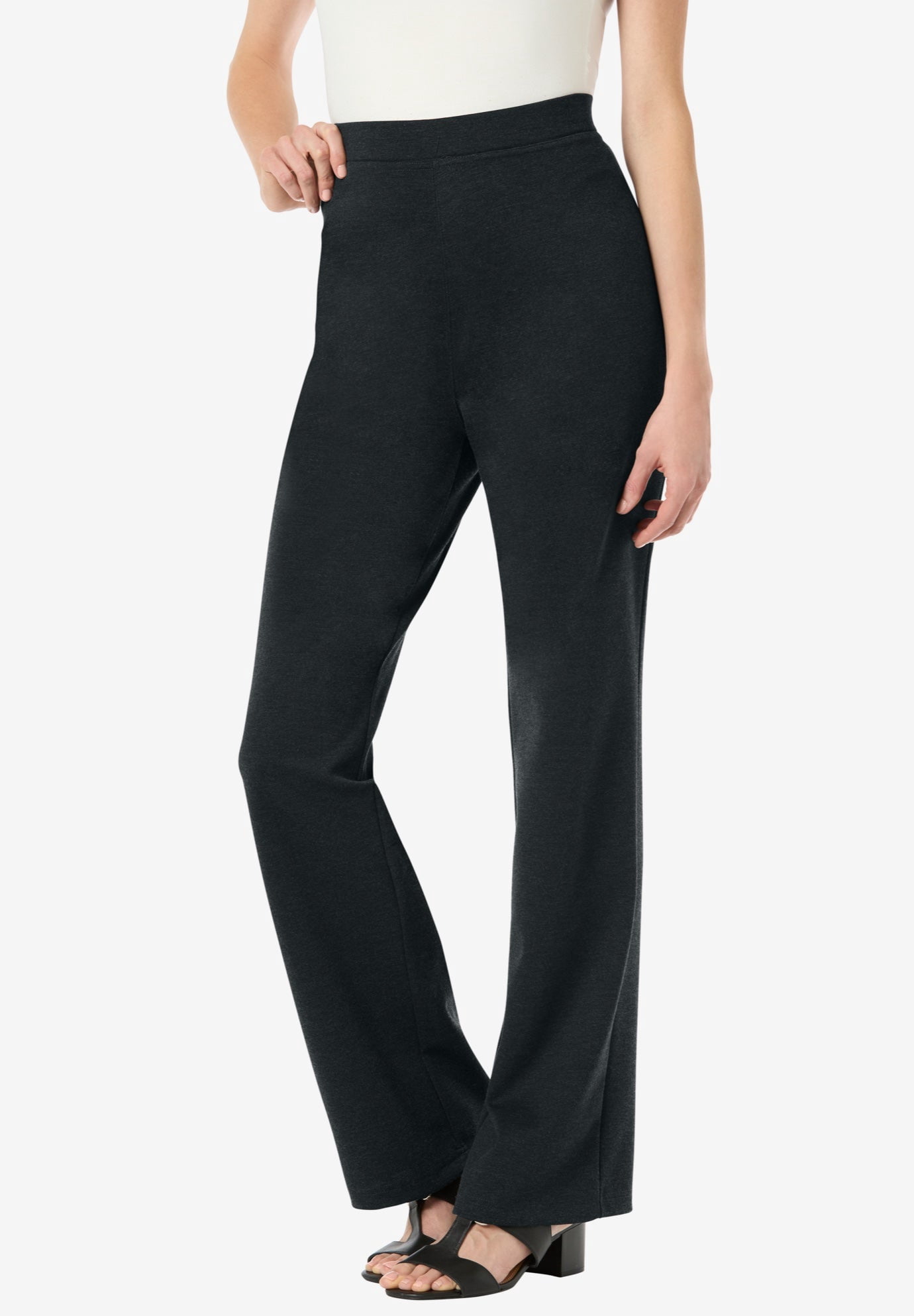 Woman Within Plus Size Stretch Ponte Knit Pull-On Bootcut Pants