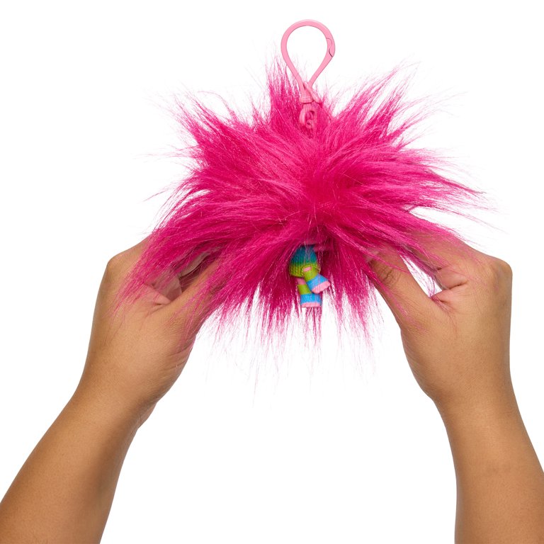 4 Faux Fur Pom Pom Keychain Rainbow Color