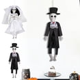 thumbnail image 5 of 12 inch Spooky Skeleton Bride and Groom Wedding Couple Statue Hanging Ornament Skeleton Couple Figurine Wedding Cake Topper for Halloween Party Decorations or Scary Gothic Décor Figurines (Groom), 5 of 10