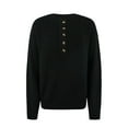 thumbnail image 2 of Vedolay Fall Sweaters for Women Causal Long Sleeve V Neck Lightweight Corchet Pullover Sweater,Black M, 2 of 5